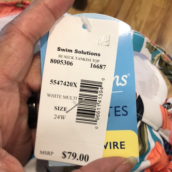 NWT Swim Solutions Women’s Hi Neck Tankini Top SIZE 24W PLUS SIZE NEW WITH TAGS - Picture 11 of 11